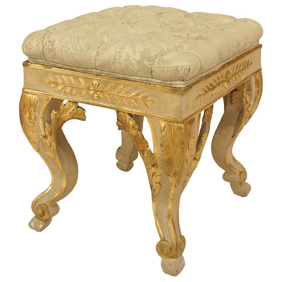 Italian Neoclassic Style Upholstered Stool For Sale