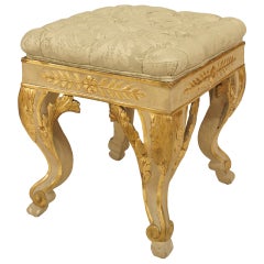 Antique Italian Neoclassic Style Upholstered Stool
