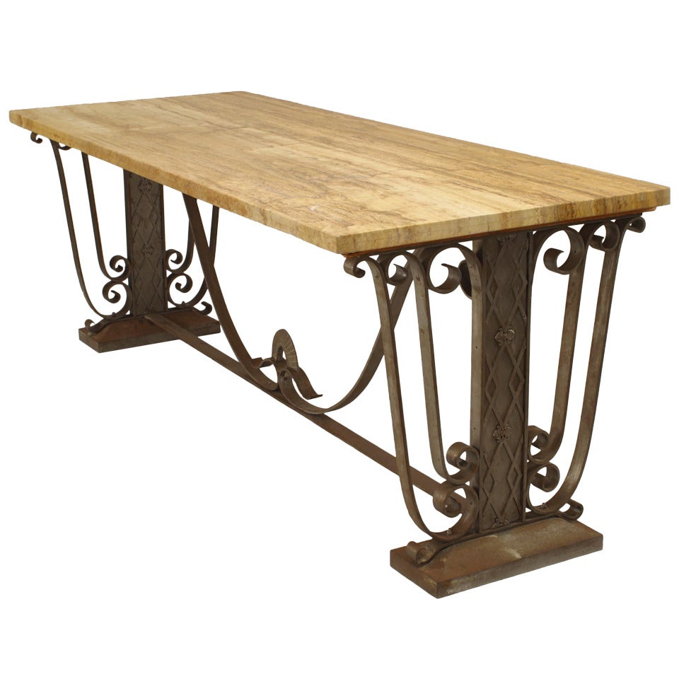 French Art Deco Marble Top Center Table