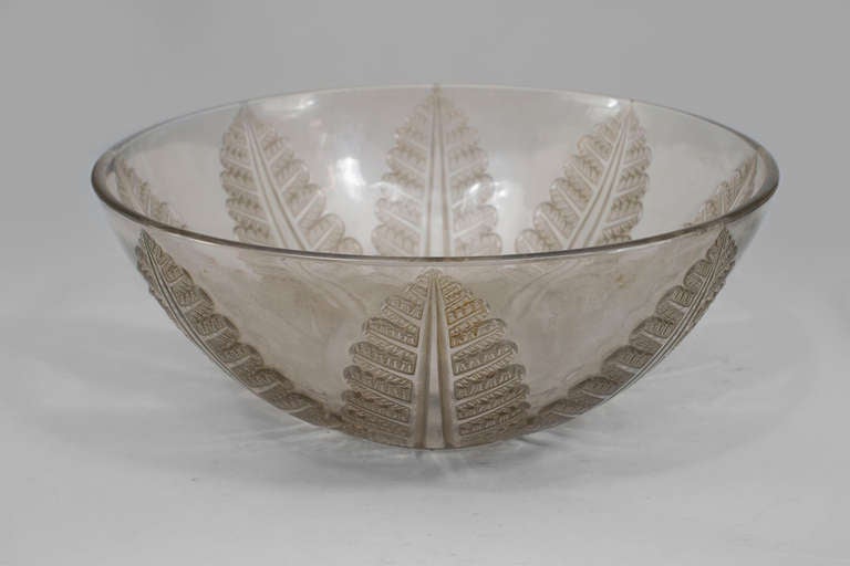 French clear cut crystal bowl with a fern leaf design signed 