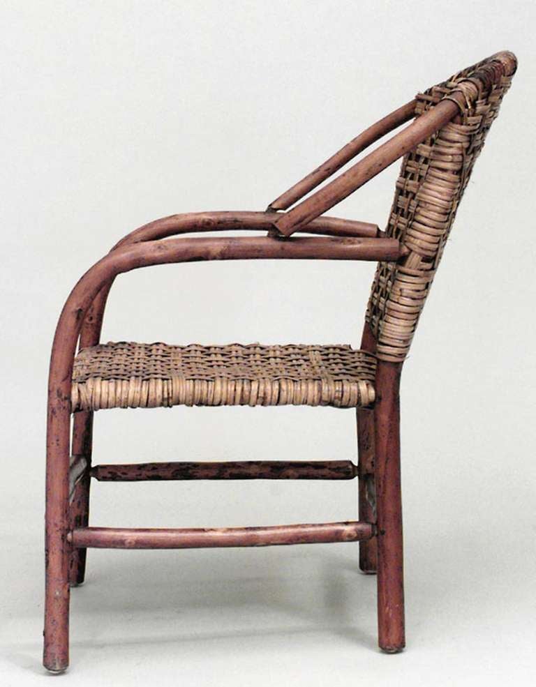 American Old Hickory Woven Seat Armchair In Excellent Condition In New York, NY