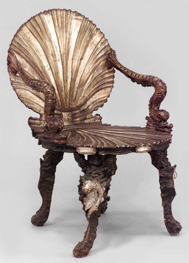 Pair of Important 19th c. Venetian Grotto Armchairs In Excellent Condition In New York, NY