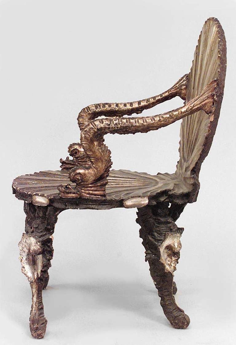 Pair of Important 19th c. Venetian Grotto Armchairs 1