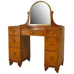 Antique French Art Deco Amboyna Wood Dressing Table