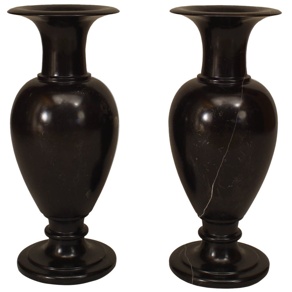 Pair of Swedish 19th c. Fossilized Marble Urns