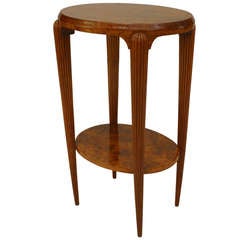 French Art Deco Burl Walnut End Table