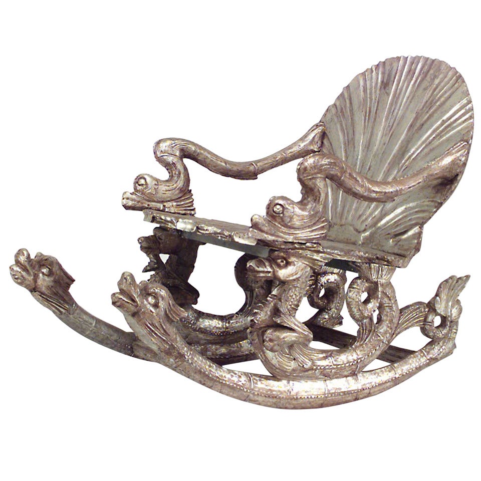 Italian Venetian Grotto Carved Seashell Rocker For Sale