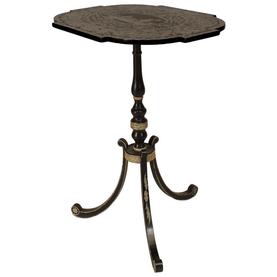 English Regency Style Penwork Decorated End Table