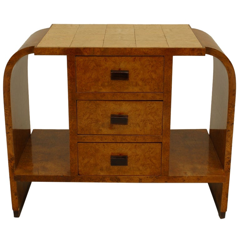 French Art Deco Shagreen and Maple End Table For Sale at 1stdibs