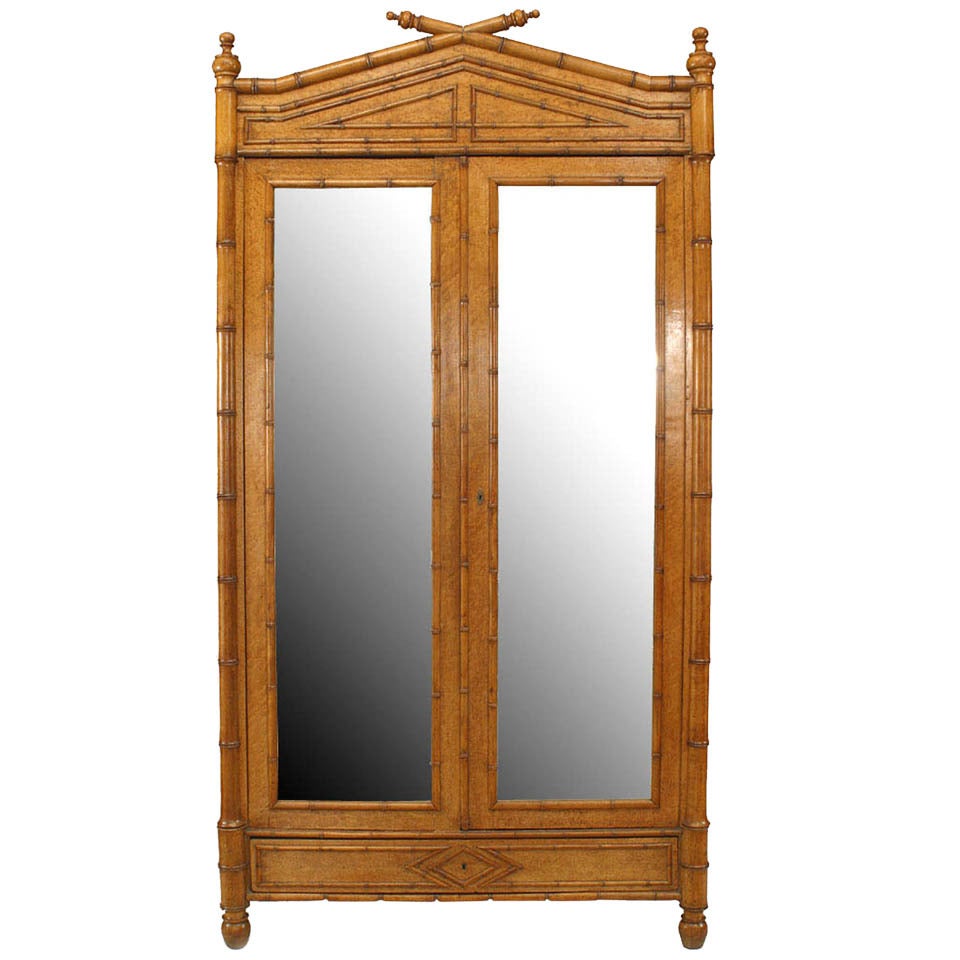 19th c. French Faux Bamboo Armoire