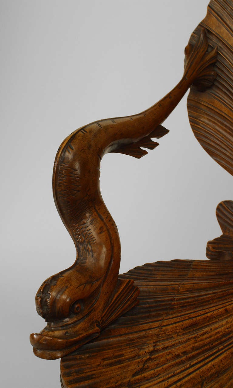 19th Century 19th c. Venetian Grotto Fruitwood Armchair