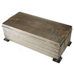 English Art Deco 14-Carat Gold and Sterling Silver Box 3