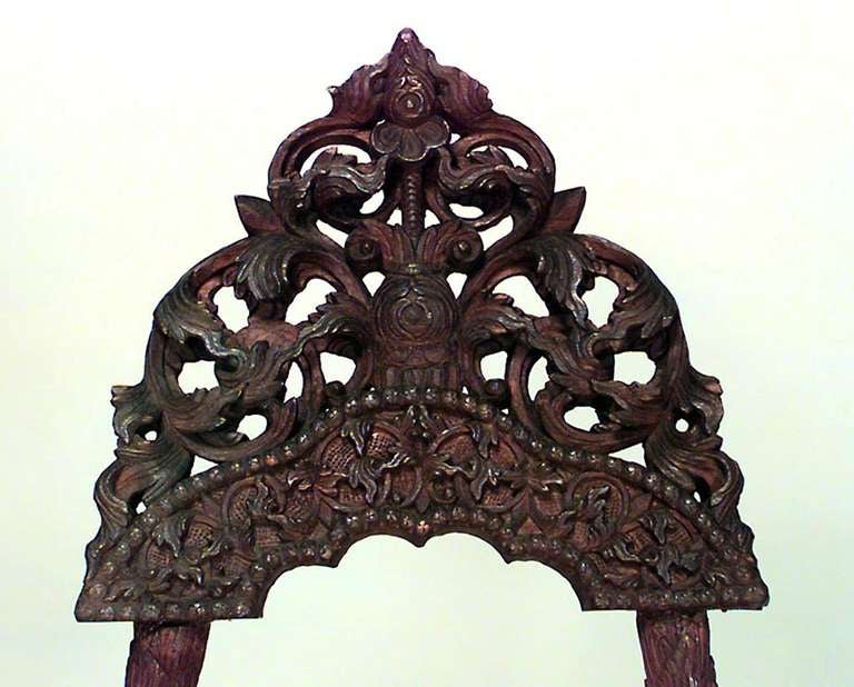 19th c. Burmese Style Carved Rosewood Easel In Excellent Condition For Sale In New York, NY
