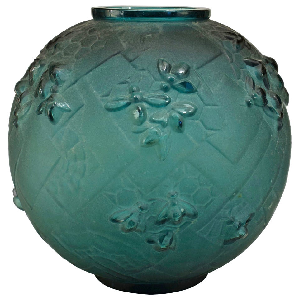 Round Green Art Deco Vase by Sabino