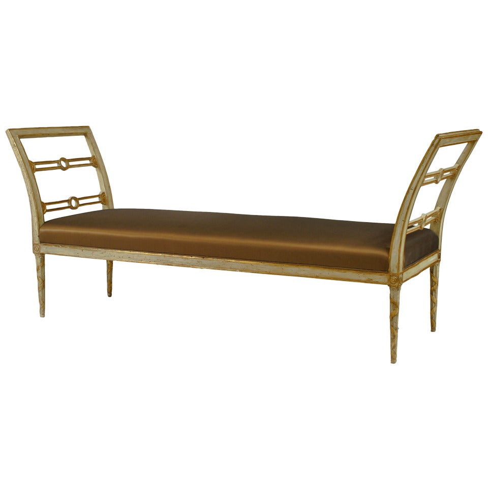 Italian Neo-Classic Style Cushioned Bench For Sale