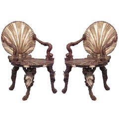 Pair of Important 19th c. Venetian Grotto Armchairs 7
