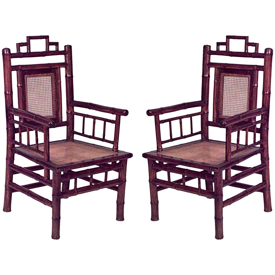 Pair of Bamboo Spindle Armchairs