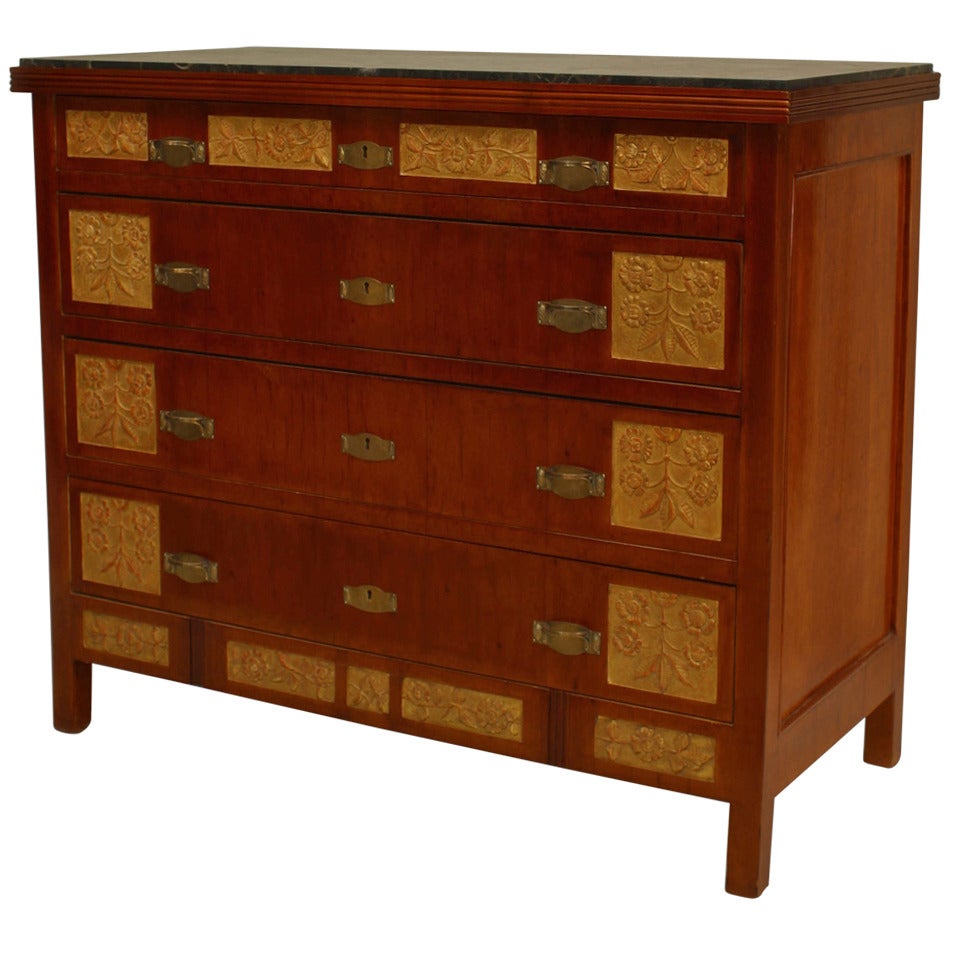 English Aesthetic Movement Mahogany Chest For Sale