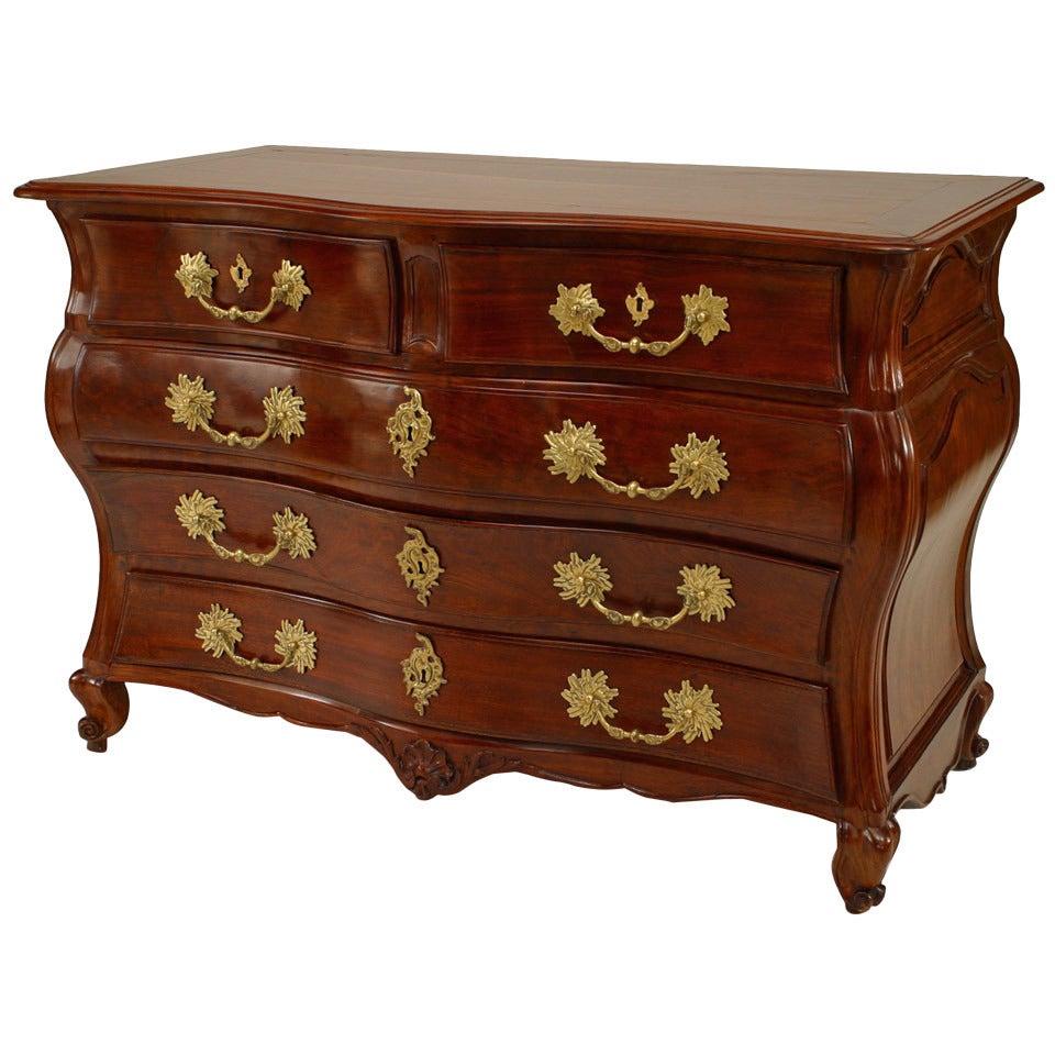 French Provincial Louis XV Mahogany Chest For Sale