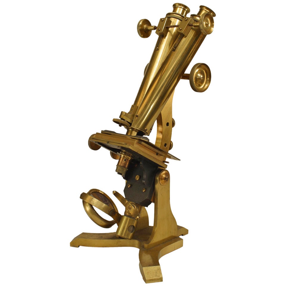 Victorian Brass Microscope, c. Late 19th Century England