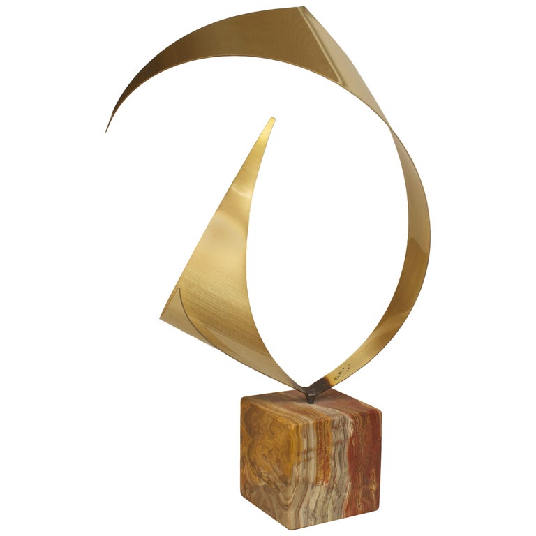MidCentury Modern Abstract Brass Sculpture For Sale at 1stDibs