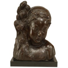 Art Deco Bronze Nymph Bust
