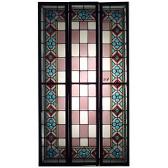 Conjunto de 3 vidrieras inglesas Arts & Crafts