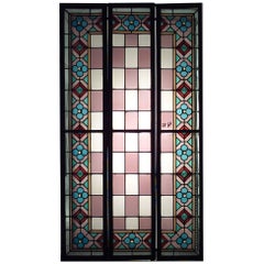 Set of 3 English Arts & Crafts Stained Glass Windows