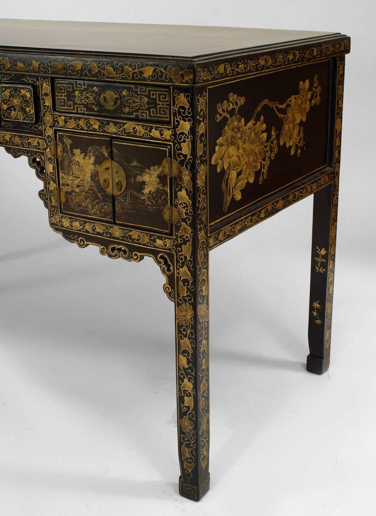19th c. English Regency Chinoiserie Desk In Excellent Condition In New York, NY