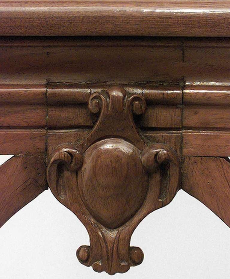 20th Century Pair of Art Nouveau Walnut Console Tables