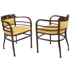 Upholstered Austrian Secessionist Armchairs by Thonet 11