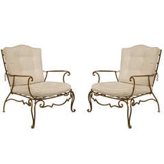 Pair of 1940s Upholstered Armchairs Attributed to Jean-Charles Moreux