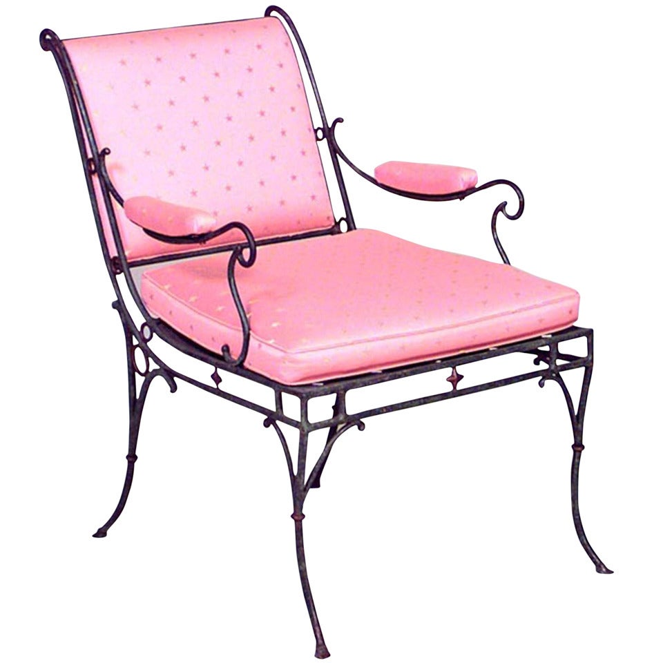 French Iron Sleigh Back Arm Chair
