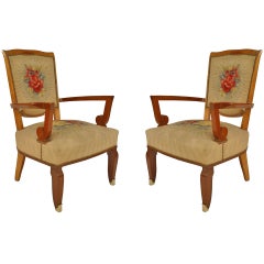 Pair of French Art Deco Aubusson Armchairs