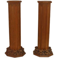 Pair of 19th c. English Gothic Revival Pedestals
