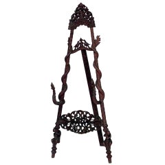 Vintage 19th c. Burmese Style Carved Rosewood Easel