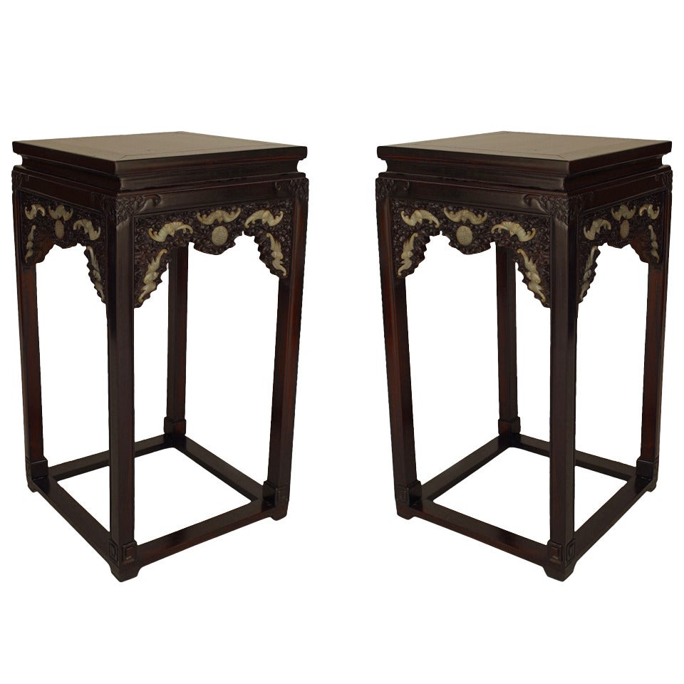 Pair of Chinese Hardwood Pedestal Stands For Sale