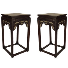 Pair of Chinese Hardwood Pedestal Stands