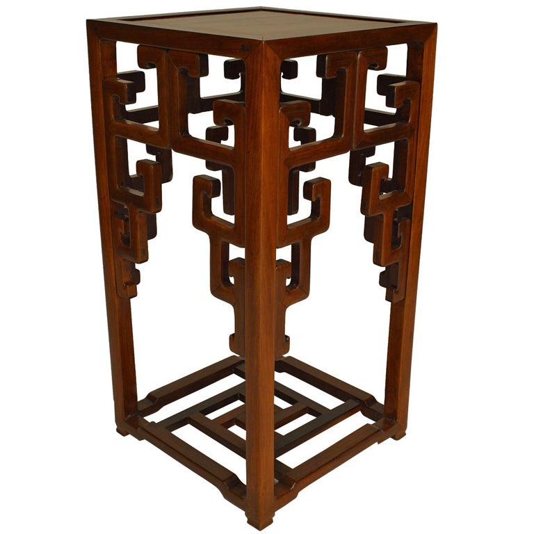 Chinese Hardwood Pedestal Stand For Sale