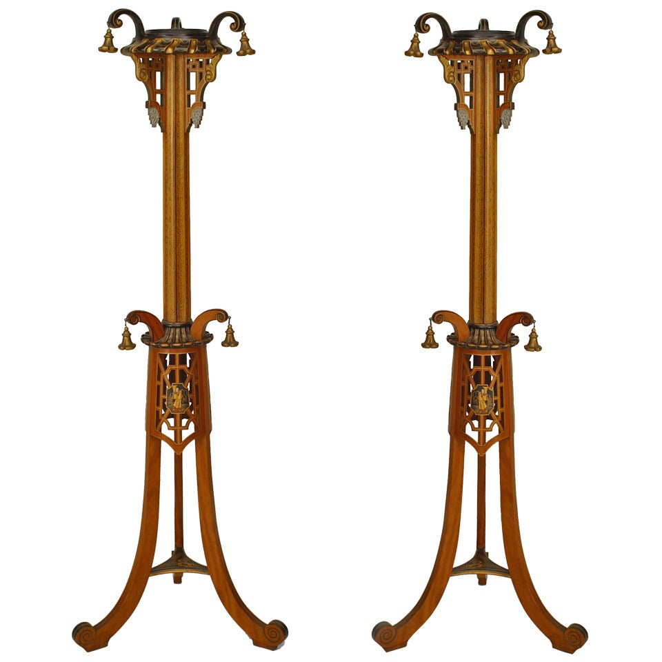 Pair of English Chinese Chippendale Pedestals For Sale