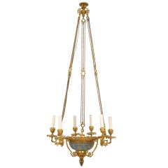 French Victorian Bronze Dore Faux Bamboo Chandelier