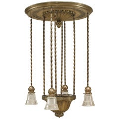 American Art Deco Silver Plated Pendant Chandelier 10