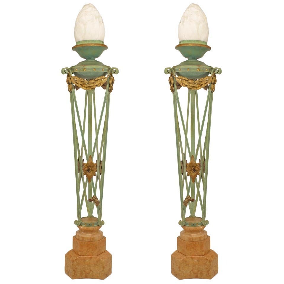 Pair of Italian Neoclassic Style Brazier Lamps