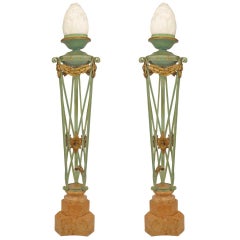 Antique Pair of Italian Neoclassic Style Brazier Lamps