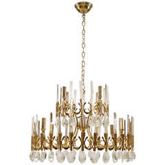 1960
s Italian Crystal and Brass Chandelier