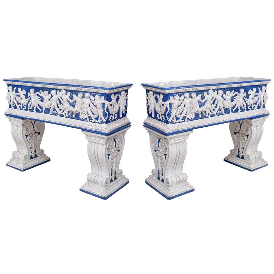 Pair of Italian Neo-Classic Glazed Ferneries For Sale