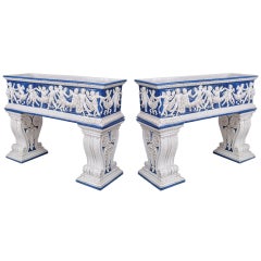 Pair of Italian Neo-Classic Glazed Ferneries