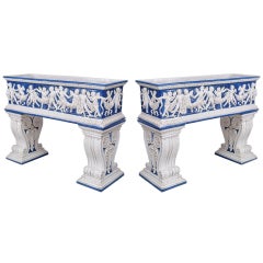 Pair of Italian Neo-Classic Glazed Ferneries