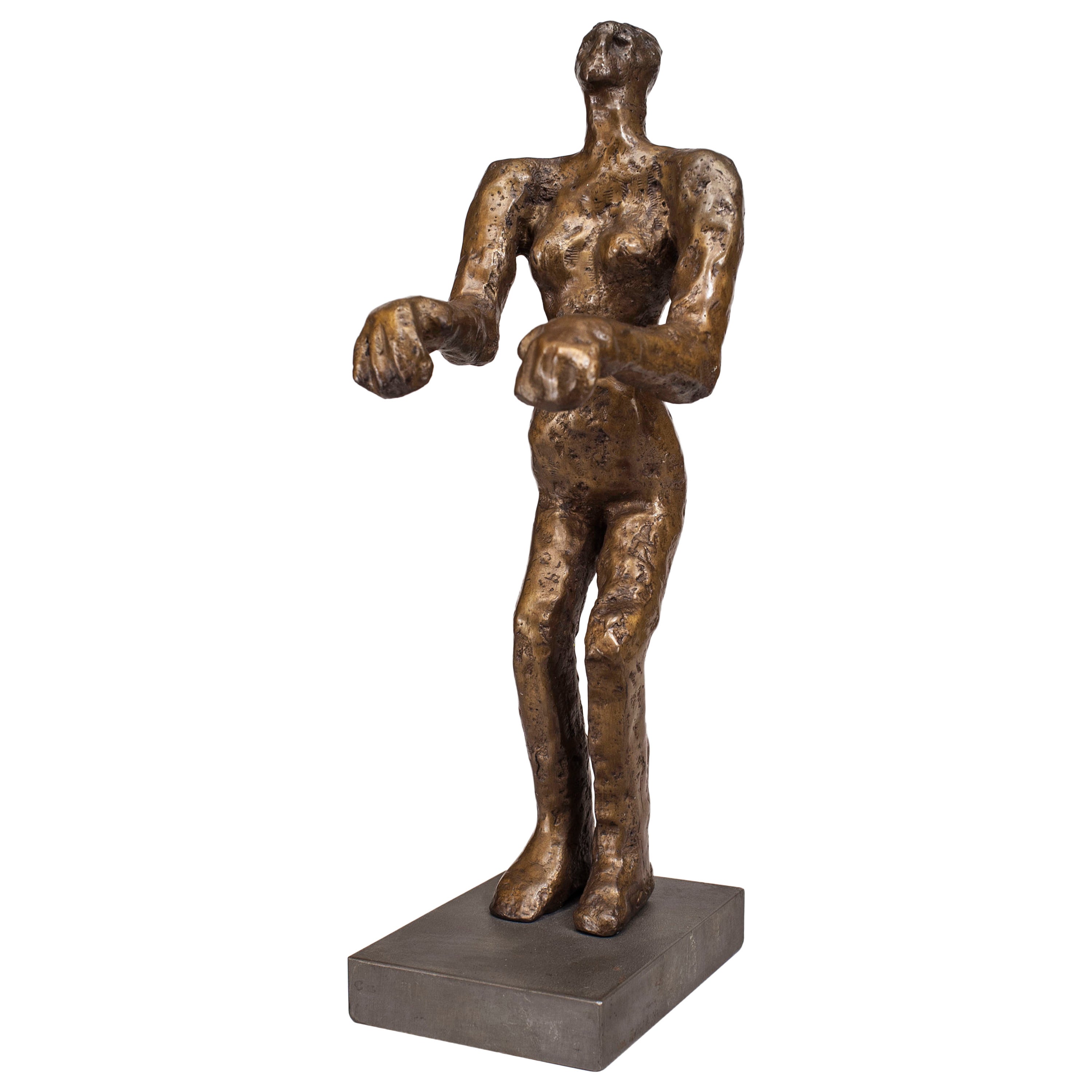 Sculpture américaine post-moderne d'une figure en bronze
