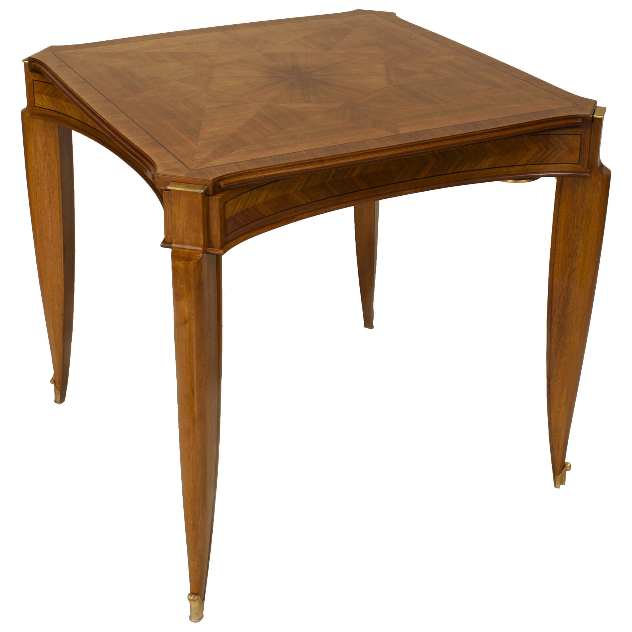 French Art Deco Pascaud Light Mahogany Game Table For Sale
